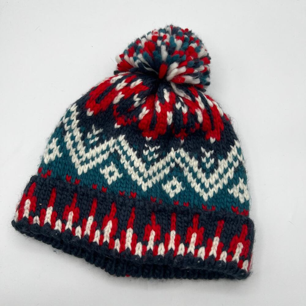 American Eagle Patterned Knit Pom Pom Beanie Hat